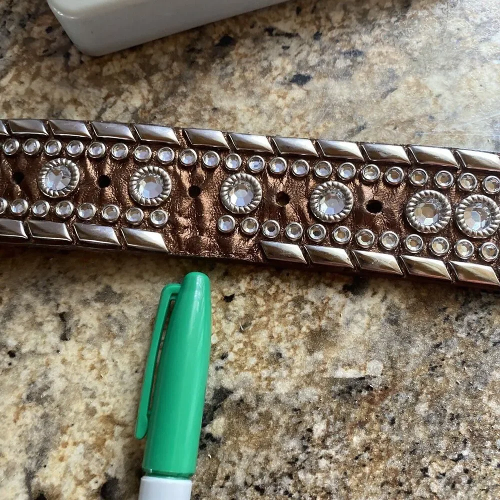Women's Belt Size M Italian Leather Belt 32 X 1.5 in Rhinestone and Studded Belt